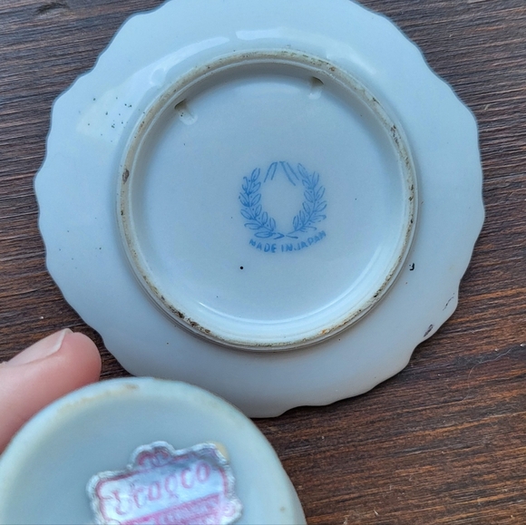 Vintage Japan 3" Porcelain Mini Pitcher + Plate Winter Autumn Scenes - Picture 6 of 8